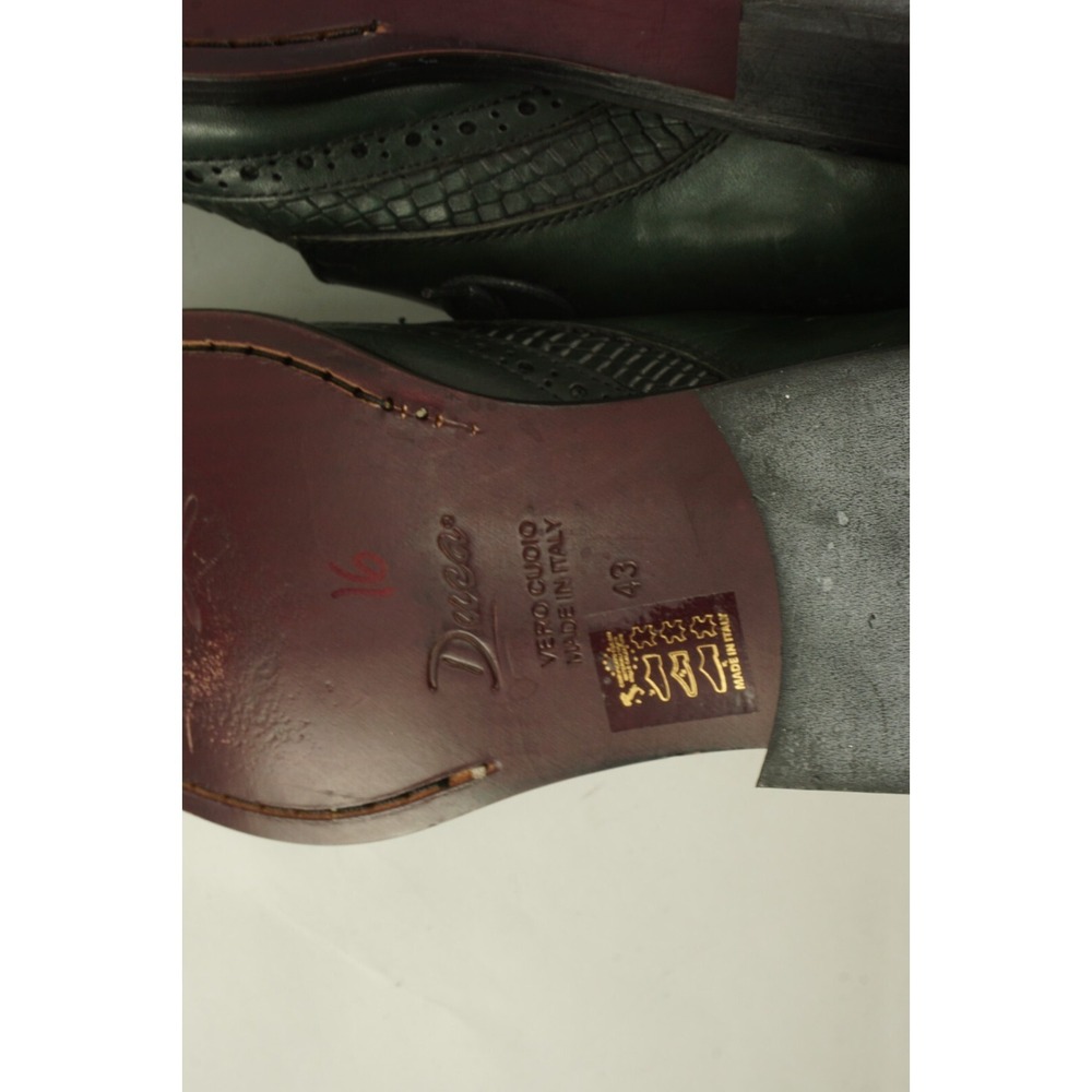 Duca MaTiSte Vero Cuoio Forest Green Italian Leather Crocodile Wingtip Derby 9.5 - Picture 6 of 12